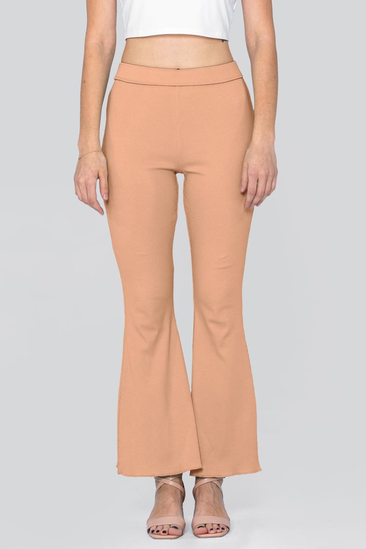 Jersey Ribbed Flared Leggings