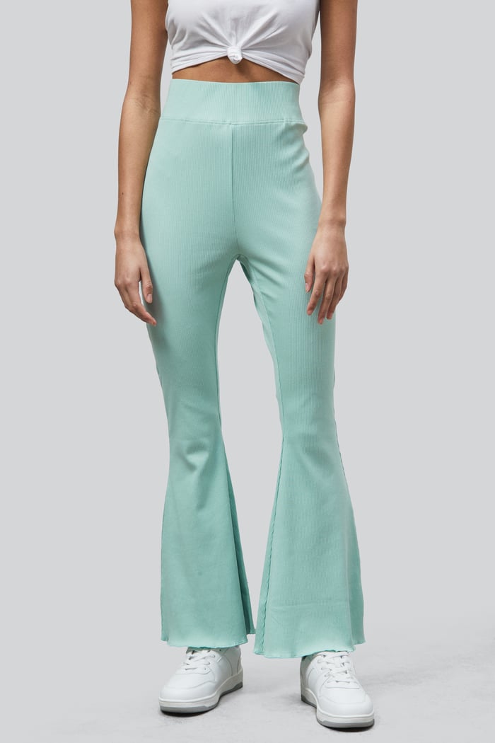 Jersey Ribbed Flared Leggings