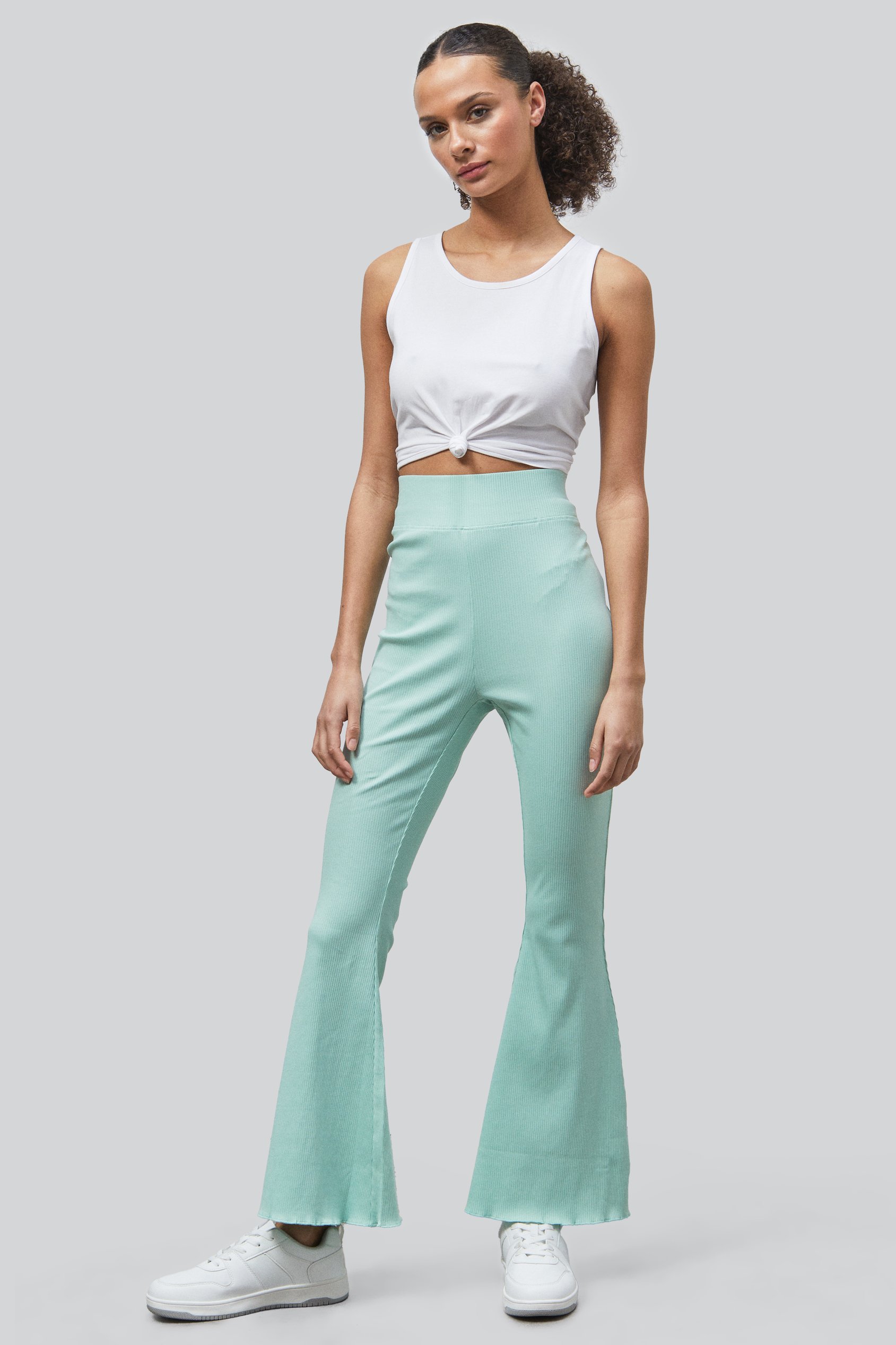 Jersey Ribbed Flared Leggings