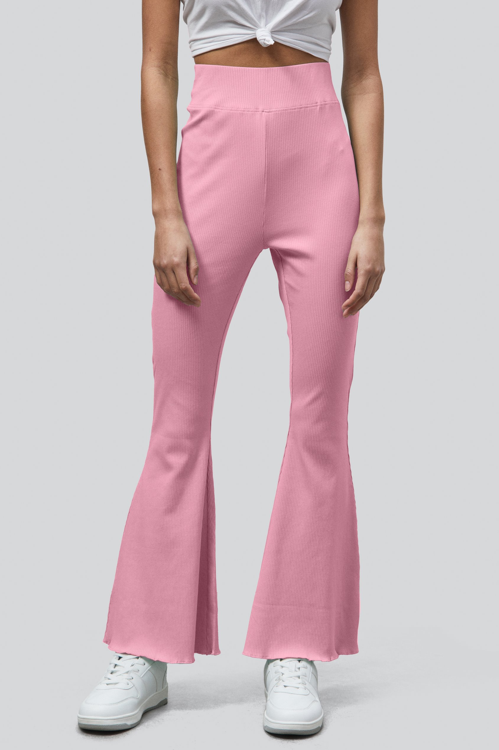 Jersey Ribbed Flared Leggings