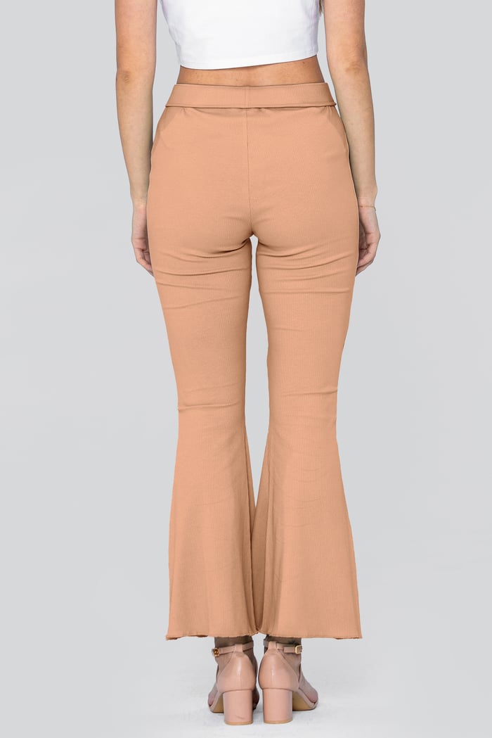 Jersey Ribbed Flared Leggings