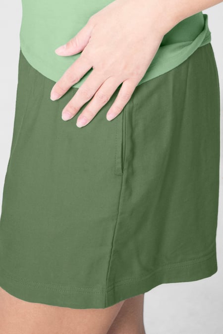 Green Elasticated Viscose Shorts