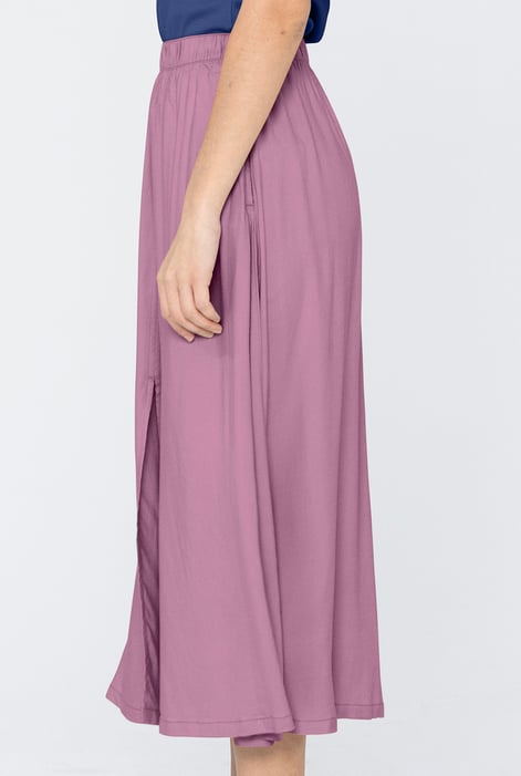 Pink A-Line Maxi Skirt with Front Slit