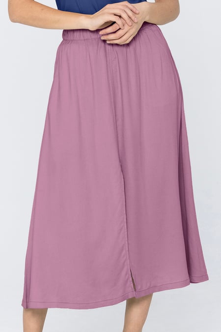 Green A-Line Maxi Skirt with Front Slit