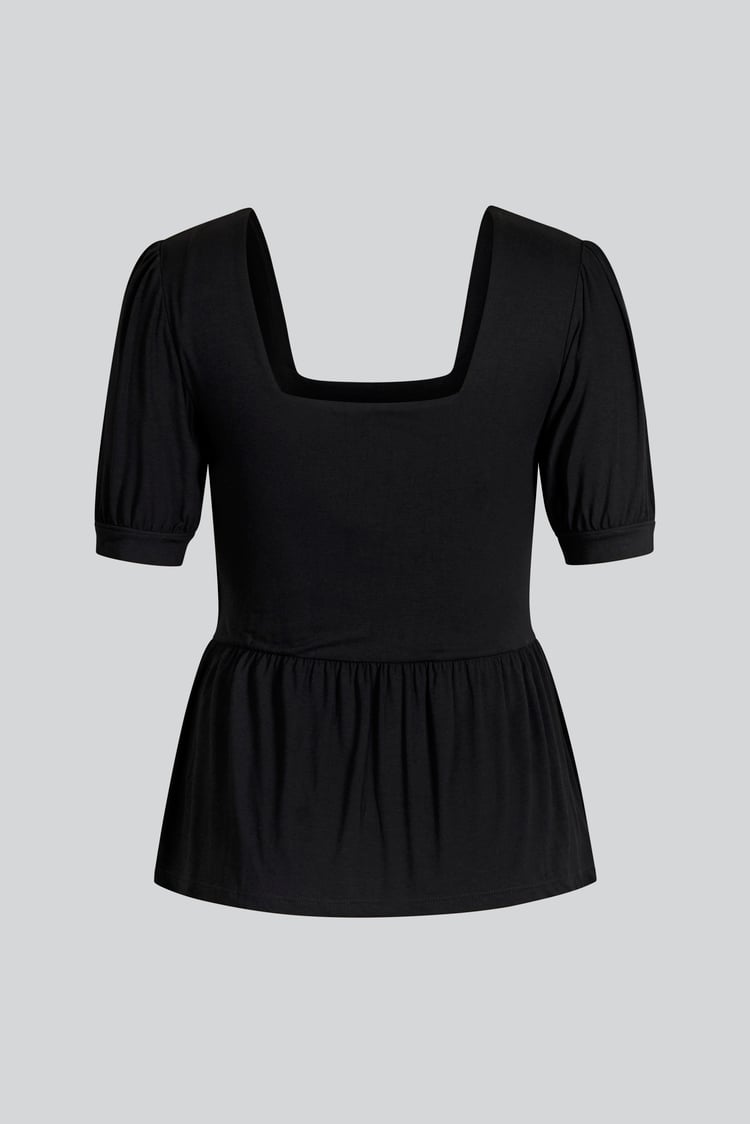 Puff Sleeves Square Neck Jersey Tops