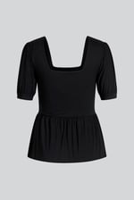 Puff Sleeves Square Neck Jersey Tops