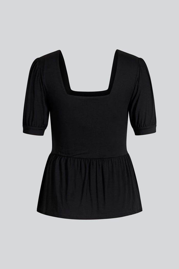 Puff Sleeves Square Neck Jersey Tops
