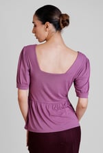 Puff Sleeves Square Neck Jersey Tops