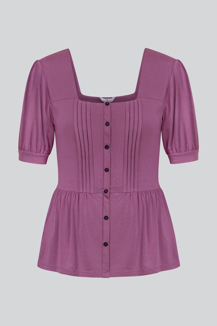 Puff Sleeves Square Neck Jersey Tops