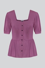 Puff Sleeves Square Neck Jersey Tops