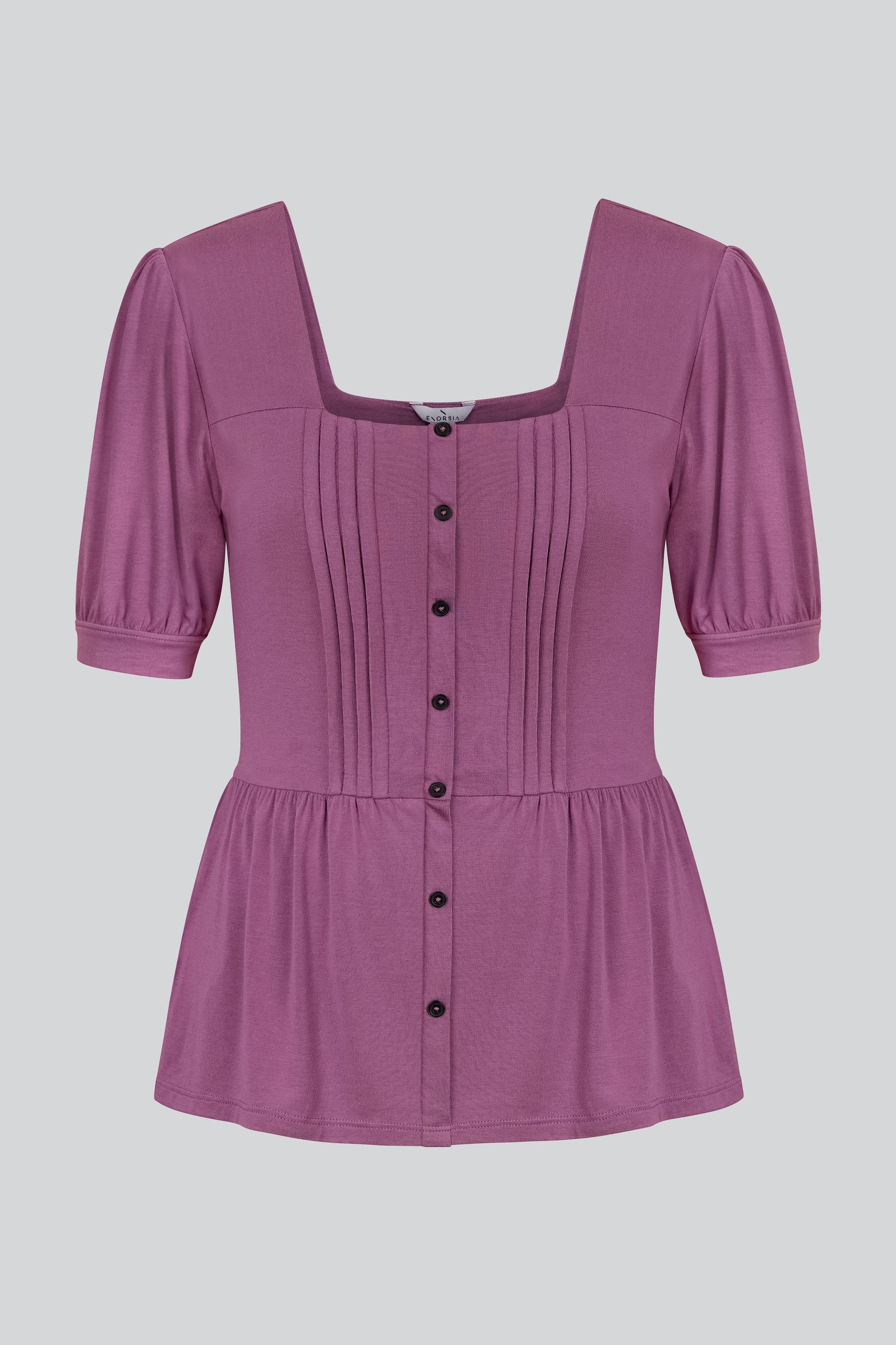 Puff Sleeves Square Neck Jersey Tops