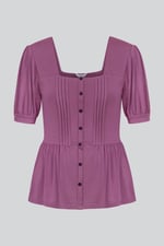 Puff Sleeves Square Neck Jersey Tops