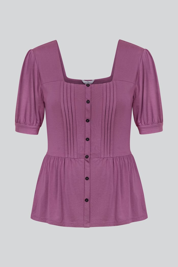 Puff Sleeves Square Neck Jersey Tops