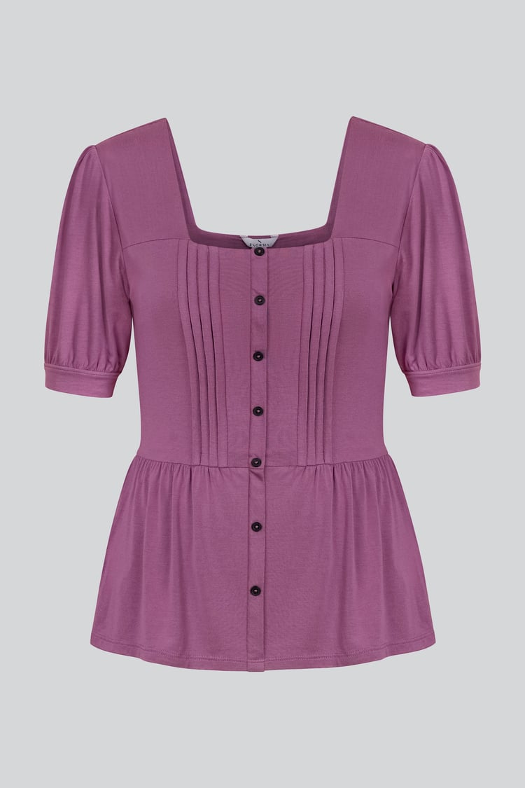 Puff Sleeves Square Neck Jersey Tops