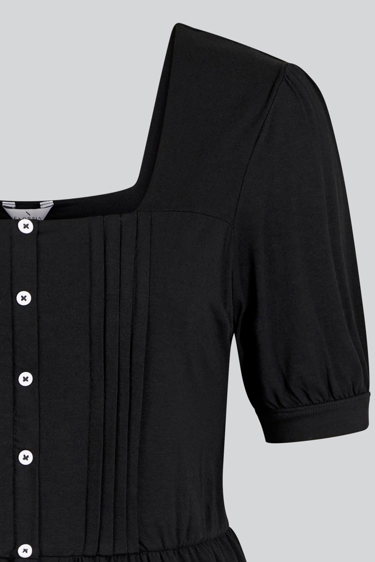 Puff Sleeves Square Neck Jersey Tops