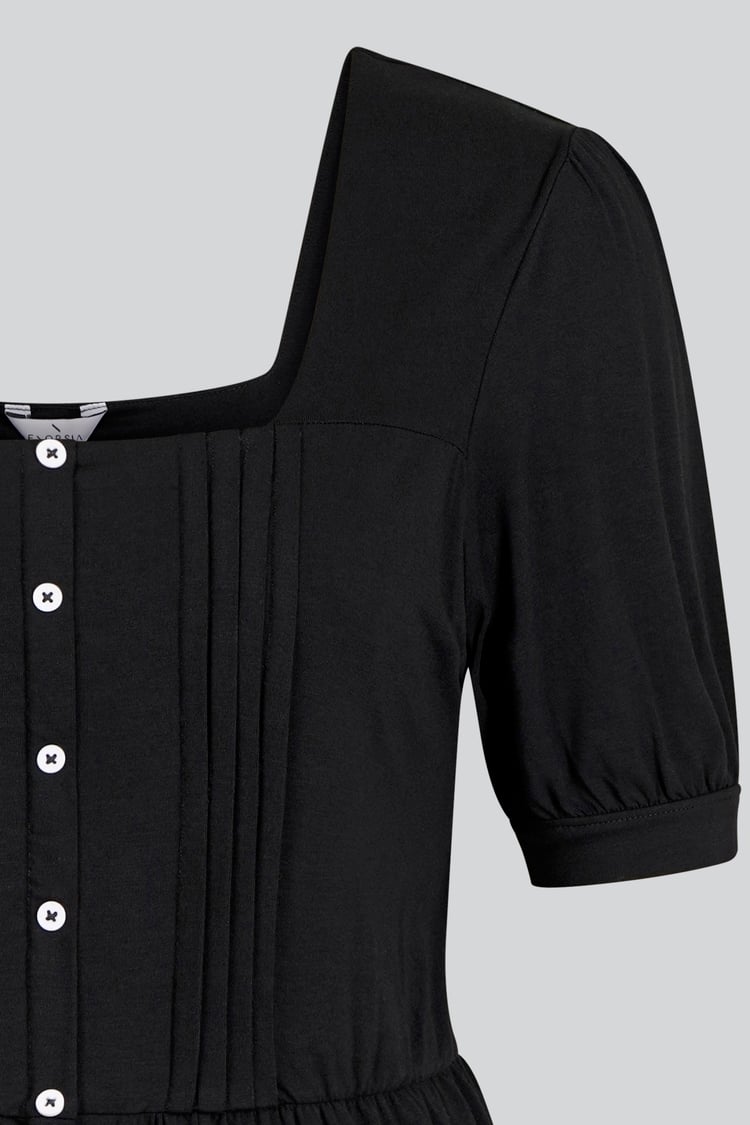 Puff Sleeves Square Neck Jersey Tops