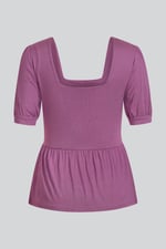 Puff Sleeves Square Neck Jersey Tops