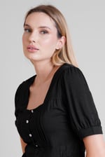 Puff Sleeves Square Neck Jersey Tops