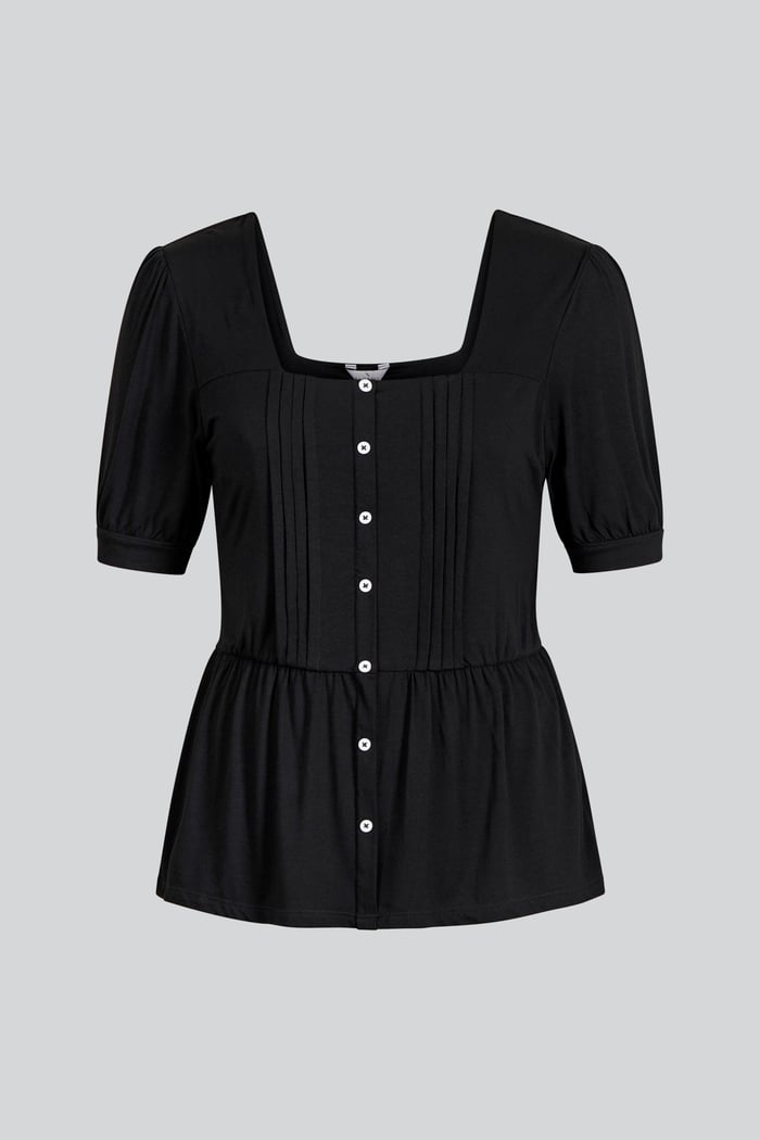 Puff Sleeves Square Neck Jersey Tops