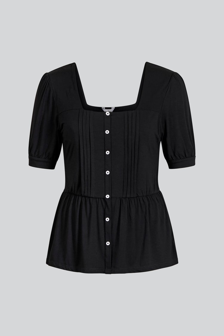 Puff Sleeves Square Neck Jersey Tops