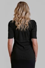 Sweetheart Neckline Zip-Front Jersey Top