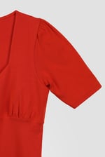 Sweetheart Neckline Zip-Front Jersey Top