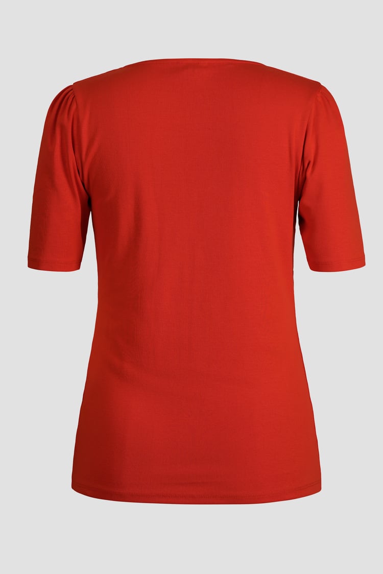 Sweetheart Neckline Zip-Front Jersey Top