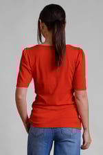 Sweetheart Neckline Zip-Front Jersey Top