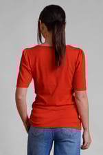 Sweetheart Neckline Zip-Front Jersey Top