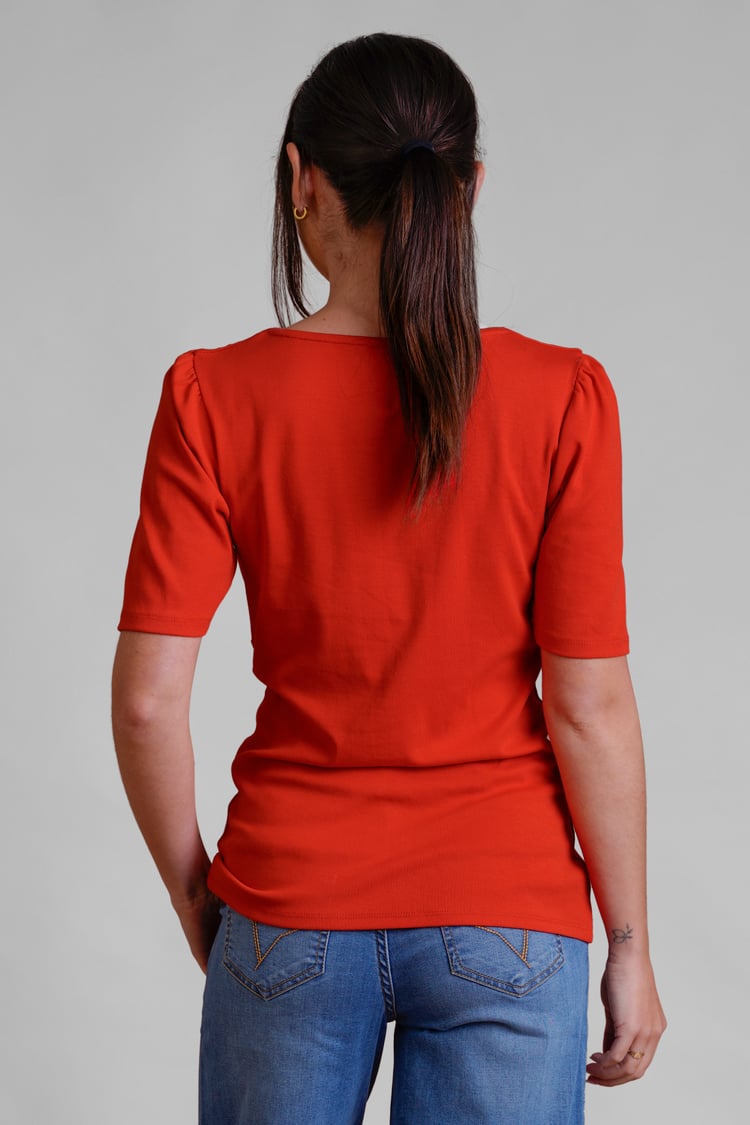 Sweetheart Neckline Zip-Front Jersey Top