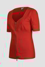 Sweetheart Neckline Zip-Front Jersey Top