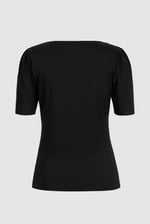 Sweetheart Neckline Zip-Front Jersey Top