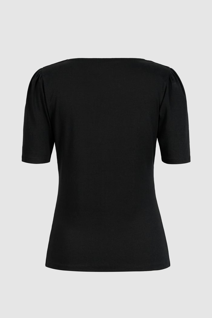 Sweetheart Neckline Zip-Front Jersey Top