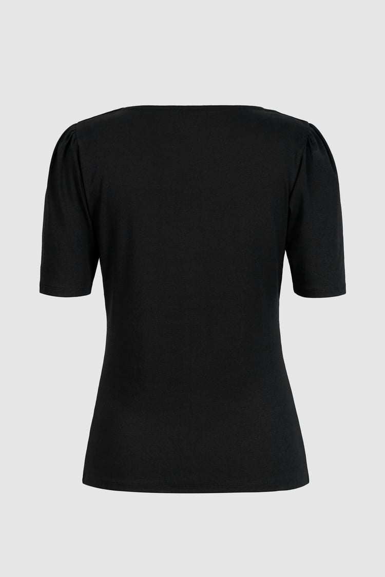 Sweetheart Neckline Zip-Front Jersey Top