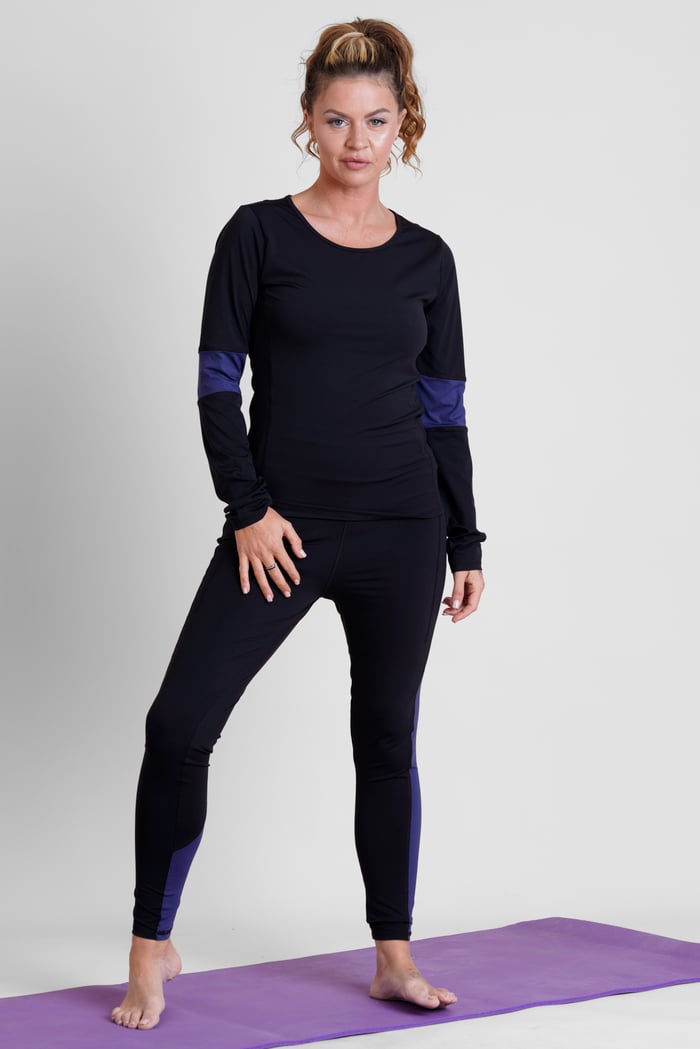 Womens Long Sleeve Color Block Active Top