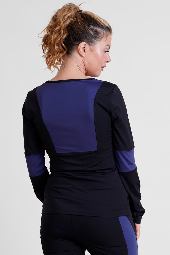 Womens Long Sleeve Color Block Active Top