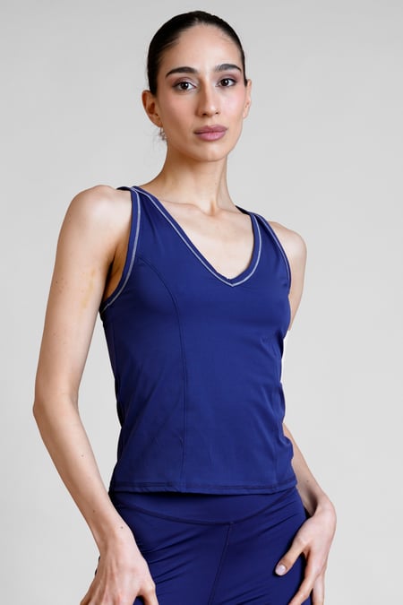 Dark Charcoal Contrast Stitch Active Yoga Vest