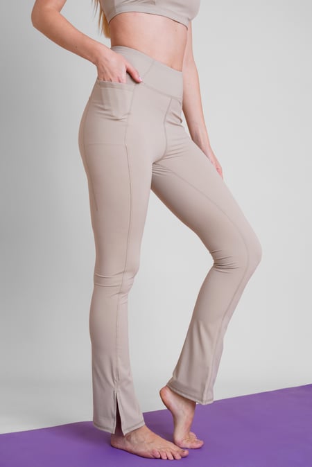 Navy Sculpt Color Block Active Trousers With Slit Hem