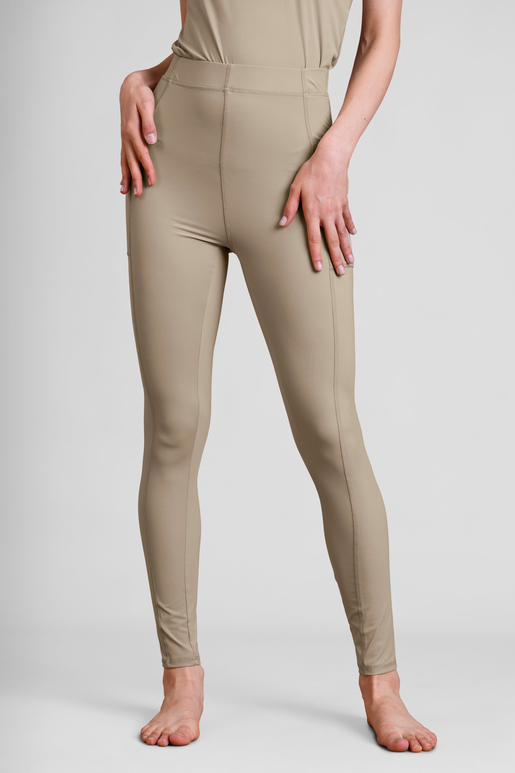 Enorsia Women's Nude High Waisted Pocket Active Leggings - Uk 8