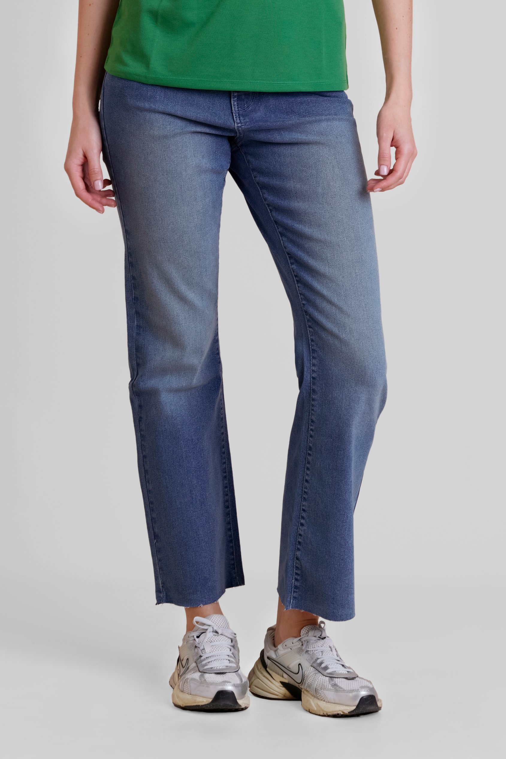 High Waist Raw Hem Flared Jeans