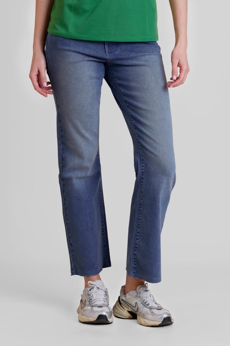 Light Blue High Waist Raw Hem Flared Jeans