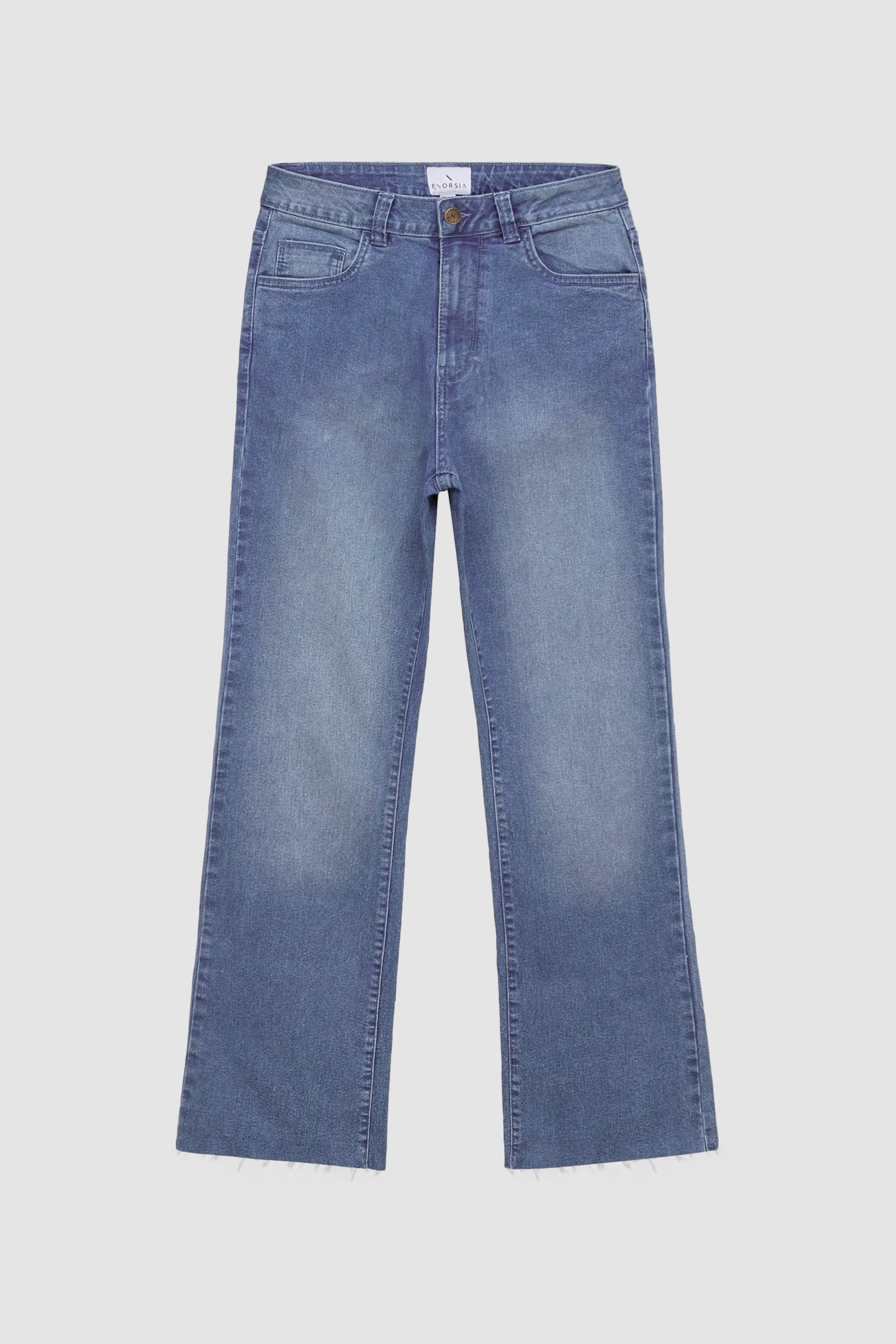 High Waist Raw Hem Flared Jeans