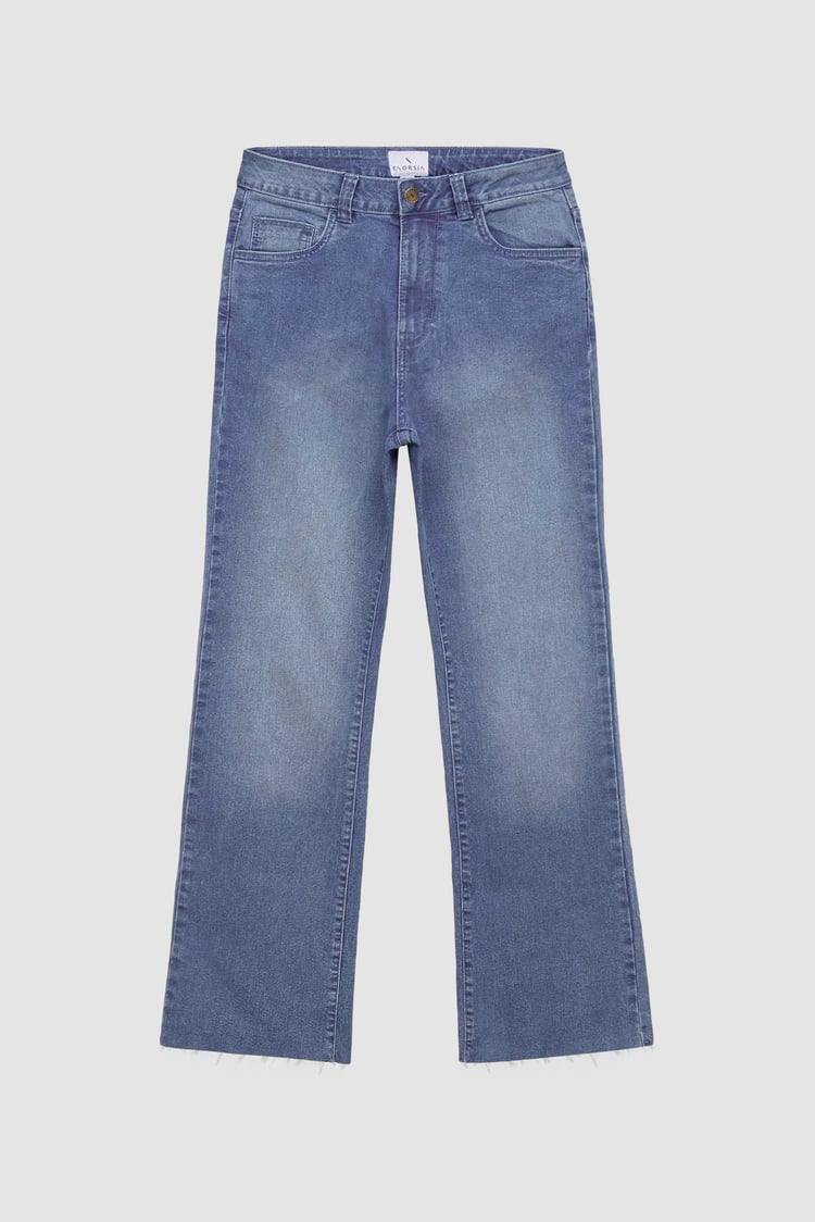 High Waist Raw Hem Flared Jeans
