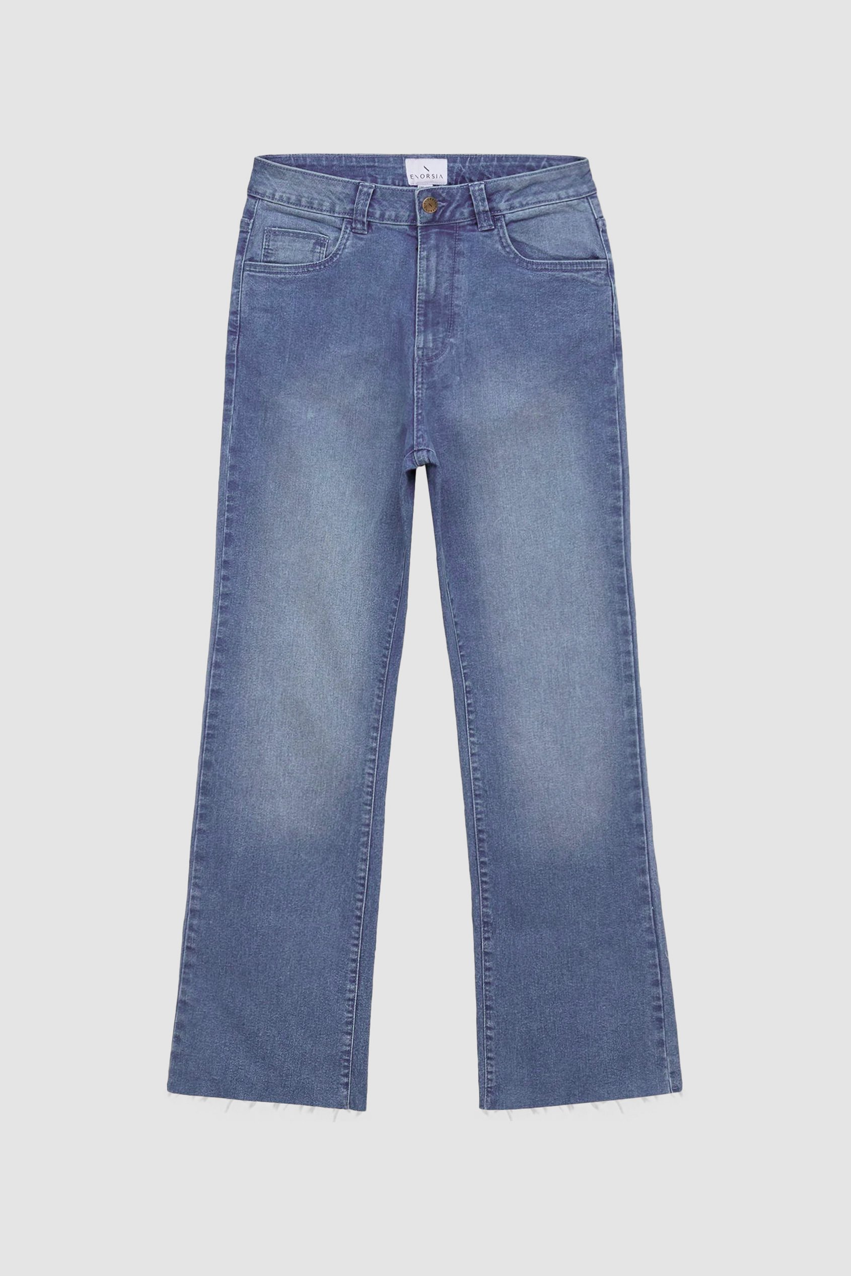 High Waist Raw Hem Flared Jeans