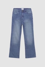 High Waist Raw Hem Flared Jeans