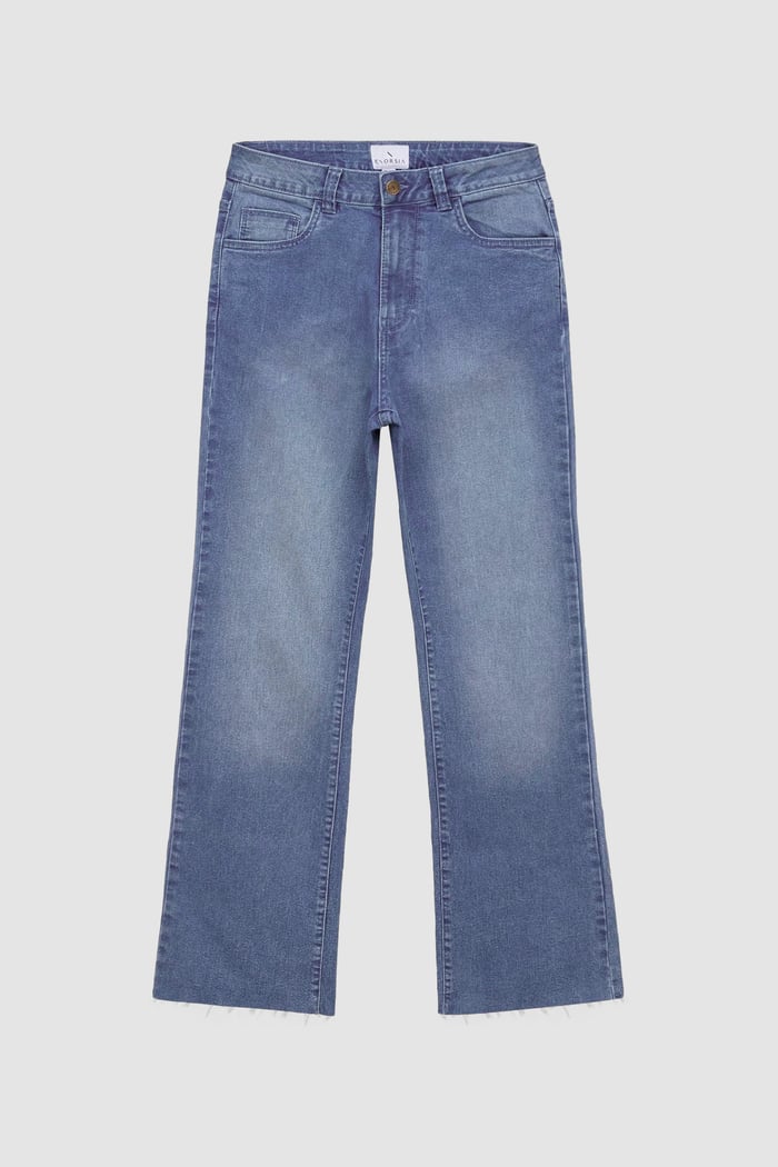 High Waist Raw Hem Flared Jeans