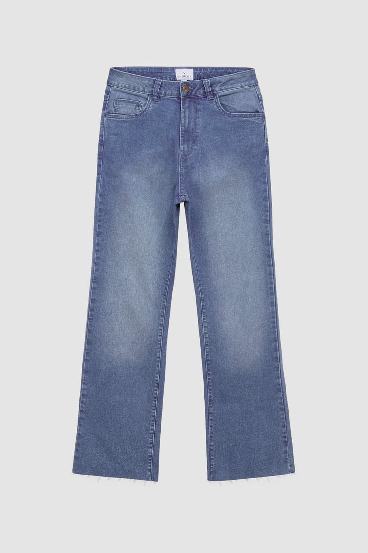 High Waist Raw Hem Flared Jeans