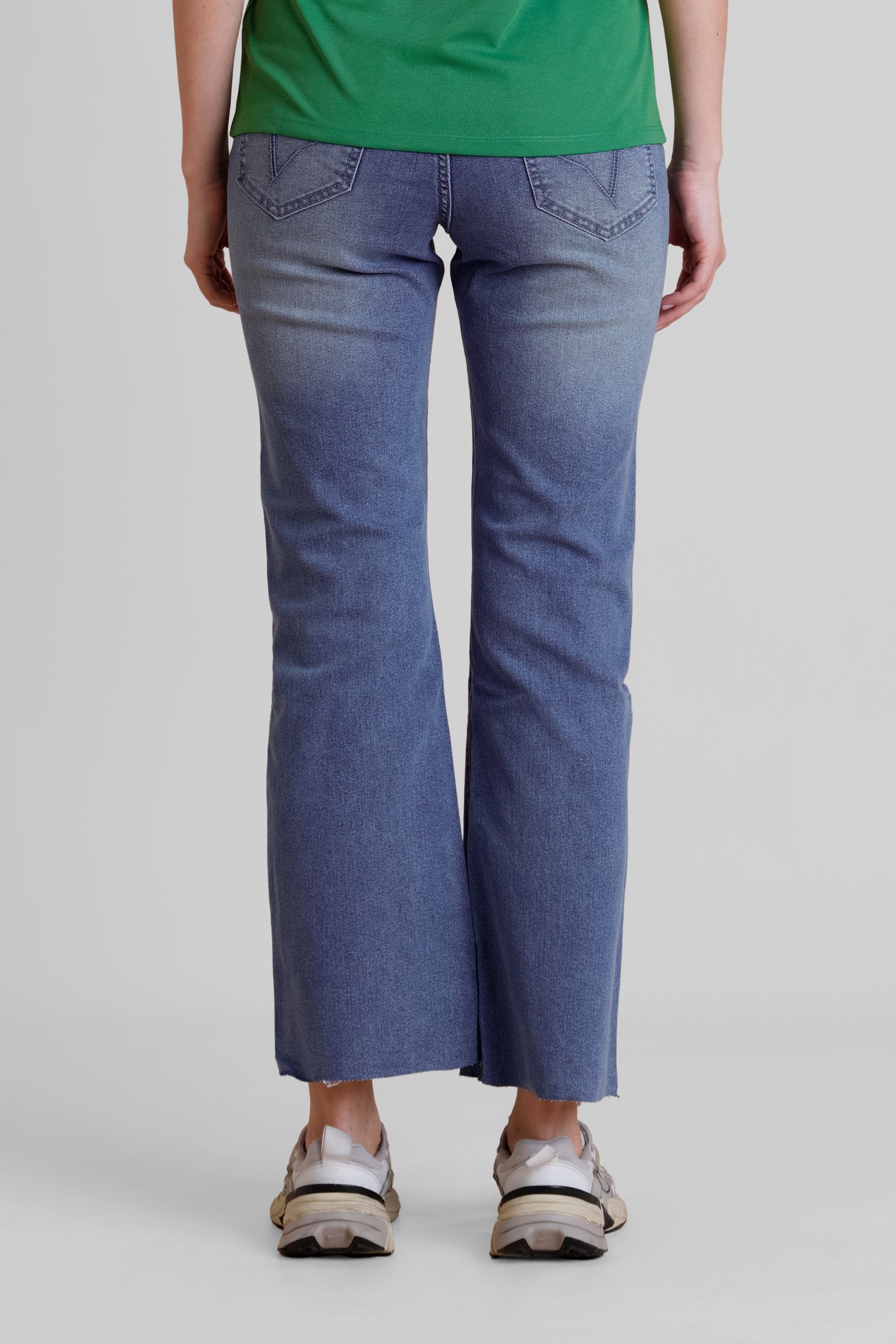 High Waist Raw Hem Flared Jeans