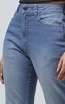 High Waist Raw Hem Flared Jeans