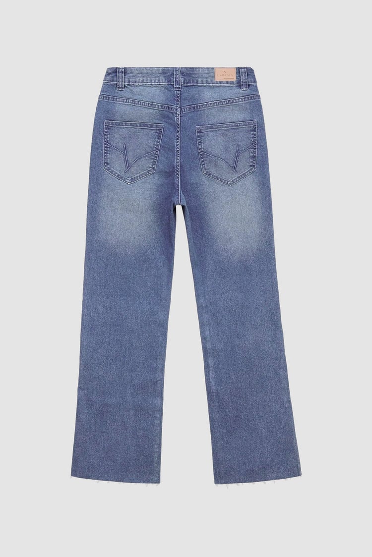 High Waist Raw Hem Flared Jeans